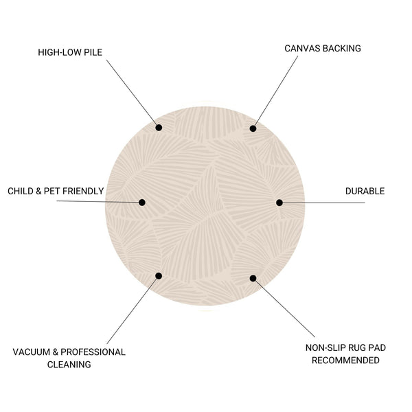 English Elm CURVE Beige Round Rug 41" x 41" - Jaquard Woven High-Low Polyester, Durable Kid & Pet Friendly Decor B186P261389