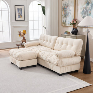 English Elm Modular Cloud Sectional with Ottoman Deep Seat Flannelette Sofa for Living Room Beige W2120S00025