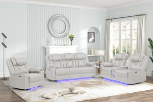 English Elm Challenger Modern Power Recliner Set: 3Pc Sofa, Loveseat With Console, Chair & Bluetooth Speakers B009S01520