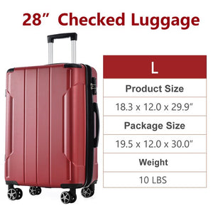 English Elm Hardshell Abs Checked Suitcase with 360 Spinner Wheels Expandable Tsa Lock 28 Inch Red N730P296747J