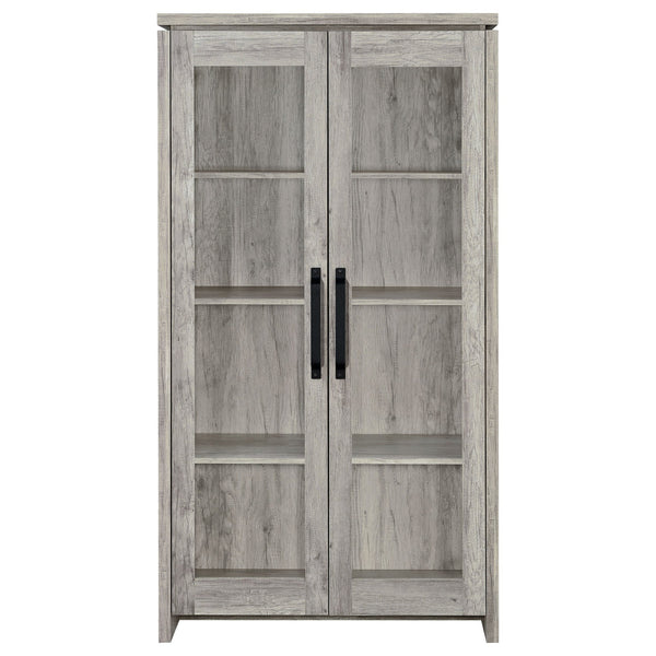 English Elm Myerson Weathered Grey Driftwood Tall 2-Door Cabinet with Removable Shelves Rustic Storage (96) B062P328670
