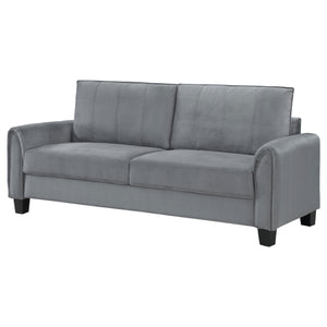 English Elm Dixon Grey Upholstered Sofa with Rounded Arms & Vertical Stitching, Plush Velvet-Soft Cushions, 79.5" Wide Elegance B062P354081