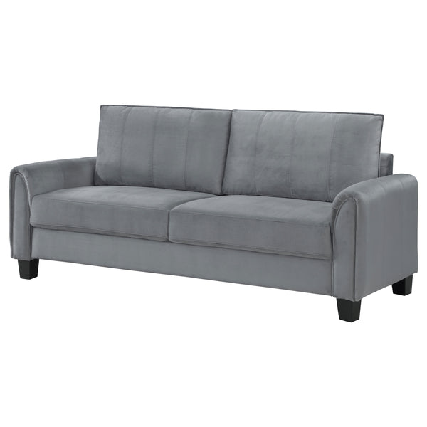 English Elm Dixon Grey Upholstered Sofa with Rounded Arms & Vertical Stitching, Plush Velvet-Soft Cushions, 79.5" Wide Elegance B062P354081