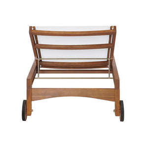 English Elm Christopher Knight Home® - OUTDOOR Chaise Lounge with Acacia Wood Frame and Breathable Mesh Seating for Durable Outdoor Comfort White+Natural 63.5 L x 31.25 W x 6 H N776P286344B