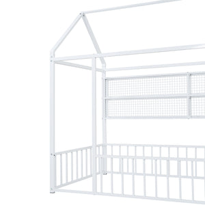 English Elm Twin House Frame Bed Powder Coated Steel with Built in Shelves for Kids Room N737P175360K