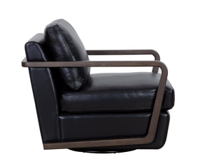 Sunpan Castell Swivel Lounge Chair - Luxurious Top Grain Leather, Handcrafted Design, Ultimate Comfort & Style Brown / Cortina Black Leather