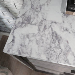 English Elm 4-Drawer Chest - Modern Brown Finish With Faux Marble Top, Stylish Storage For Any Room B356P402634