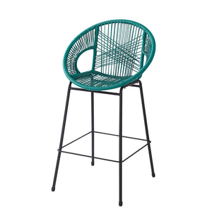 English Elm Christopher Knight Home® - Ferrara Outdoor Faux Wicker Barstool Set of 2 — Ergonomic PE Rattan Seating with Iron Frame, Durable Teal N775P266222T