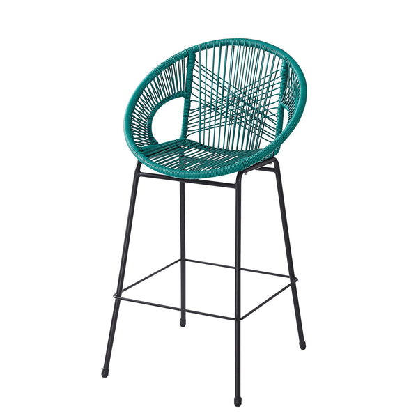 English Elm Christopher Knight Home® - Ferrara Outdoor Faux Wicker Barstool Set of 2 — Ergonomic PE Rattan Seating with Iron Frame, Durable Teal N775P266222T