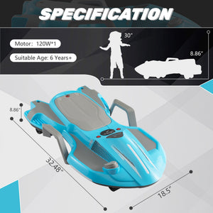English Elm Electric Manta Ray Kids Ride on Racing Car with Built in Lights Music and Stable Wheels Blue W2181P202380