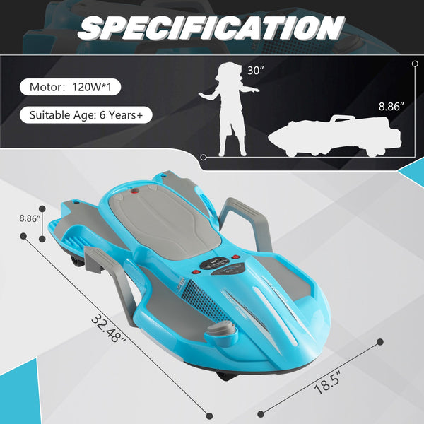 English Elm Electric Manta Ray Kids Ride on Racing Car with Built in Lights Music and Stable Wheels Blue W2181P202380