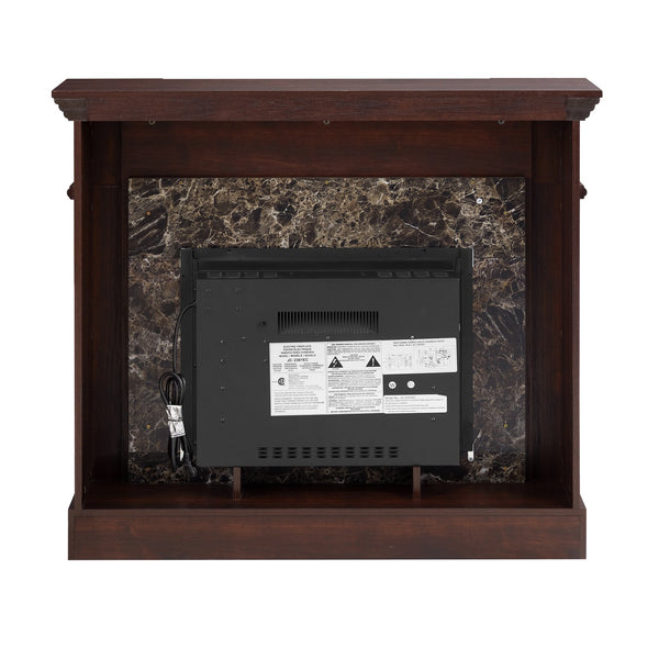 English Elm Electric Fireplace With Remote Control - Realistic 3D Flame & Stacked Stone Mantel, Cherry Finish W1758S00032