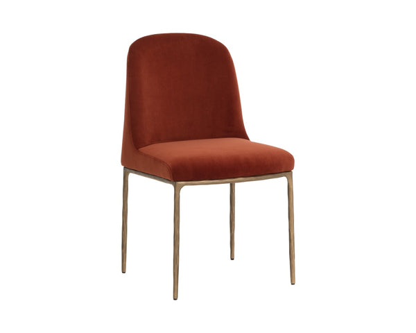 Sunpan NESTOR Dining Chair - Luxurious Meg Rust Upholstery with Curved Back & Antique Brass Legs for Comfort 112801
