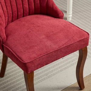 English Elm Rayon High-Back Dining Chair Set with Plush Flocking Upholstery, Rebound Sponge Comfort, Solid Wood Legs WINE RED W1143P233647