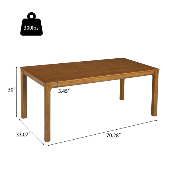 English Elm Solid Rubberwood Dining Table Thick Slab Top Seats 8 Modern Farmhouse Kitchen Walnut N768P427476W