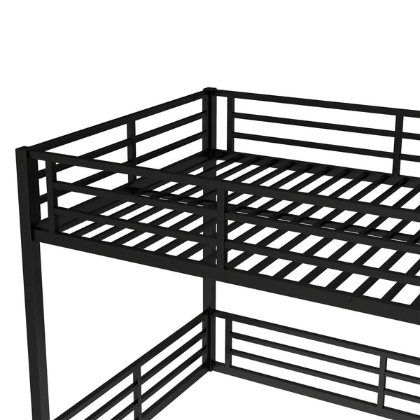 English Elm Metal Queen Over Queen Bunk Bed – Space-Saving Design For Teens & Adults, No Box Spring Needed, Black W1580S00140
