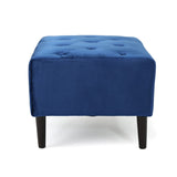 Christopher Knight Home® - Noble House - Kimiko Tufted Navy Blue Velvet Ottoman