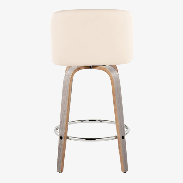 English Elm 26" Swivel Counterstools Whitewashed Wood Blue Upholstered Seat Set of 2 for Kitchen B202S00431