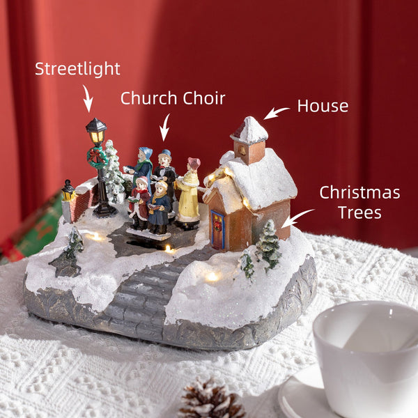 English Elm Homcom Animated Christmas Village With Led Lights - Enchanting Winter Scene For Holiday Decor W2225P249703