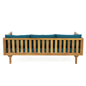 English Elm Christopher Knight Home® - Claremont 3-Seater Daybed With Rattan Arms - Stylish Acacia Wood Frame & Water-Resistant Cushions N770P205570T