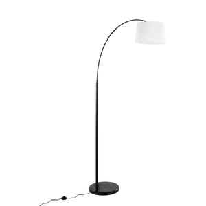 English Elm March Contemporary Floor Lamp - Elegant Black Marble Base & White Linen Shade For Modern Spaces B202S01369