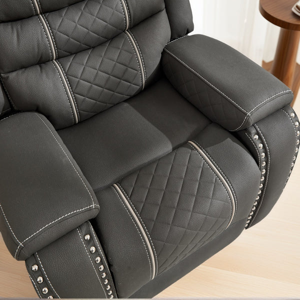 English Elm Recliner Sofa Set Microfiber Manual Club Chair with Brass Nail Head Trim Living Room W3900S00020