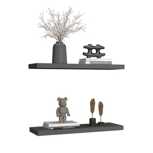 English Elm Floating Shelves - Modern Matt Gray Wall-Mounted Storage For Home Décor & Organization, 2 Shelves B097P250918