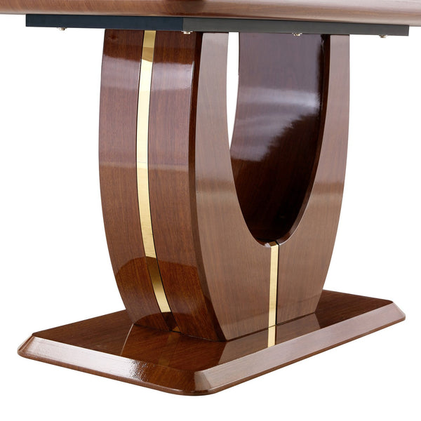 English Elm Modern Mdf Dining Table Seats Six with U-shaped Legs for Minimalist Interiors Wood W1151S04163