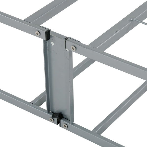 English Elm Foldable 9 in. Metal Mattress Foundation Bed Base Full-Size Portable Collapsible Support Frame with Cover Grey 55 L x 47 W x 6 H B2741P284409