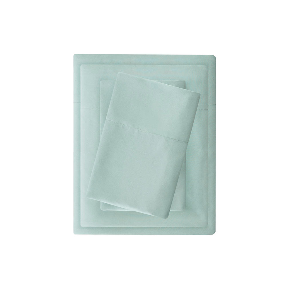 JLA Home Madison Park - Luxurious Brushed Microfiber Sheet Set with Deep Pockets, Moisture-Wicking 3M Scotchgard, OEKO-TEX Certified Seafoam MP20-2444