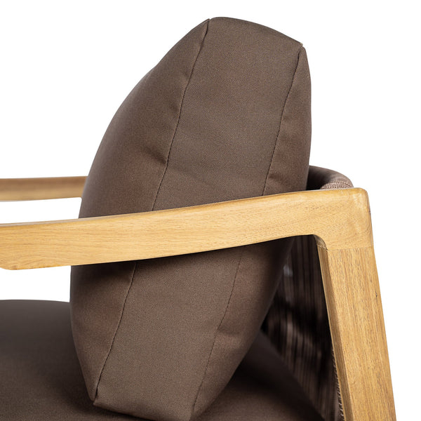 English Elm Outdoor Acacia Wood Club Chair Rope Woven Back Teak Finish Patio Seating N768P383070B