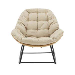 English Elm Benson 3-Piece Lounge Set Cream – Weatherproof PE Rattan, Tufted Cushions, Tempered Glass Table B365P397651