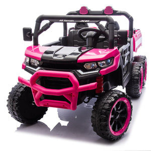 English Elm 24v Two Seat Kids Electric Dump Truck Six Wheel 4wd Utv with Parental Remote Pink W1578P268990