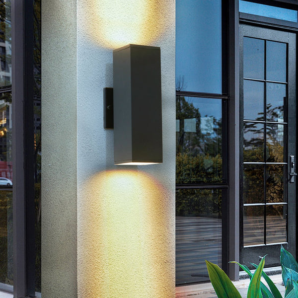 English Elm 2-Pack Modern Outdoor Wall Sconce Black Aluminum, Up/Down Weatherproof GU10 Lights 3000K Warm W1340P243536