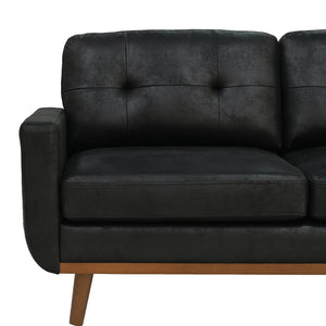 English Elm 65-inch Two Seat Sofa Breathable Foil Fabric Diamond Quilted Back Solid Wood Legs Black W5568P478823