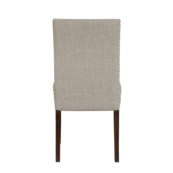 English Elm Classic 9 Piece Acacia Veneer Dining Set with Parsons Chairs and Nailhead Trim Dark Brown,Taupe B011S02249
