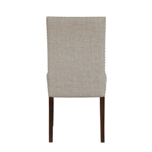 English Elm Classic Five Piece Acacia Veneer Dining Set with Nailhead Parsons Chairs for Eight Dark Brown,Taupe B011S02248