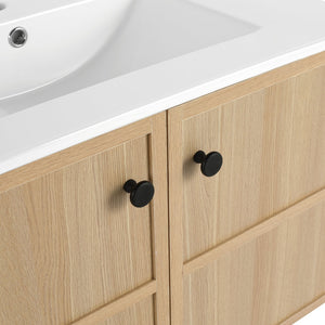 English Elm 30" Modern Wall-Mounted Bathroom Vanity Cabinet, Oak Plywood Finish, 2 Soft-Close Doors, Hardware Included W1972P265284