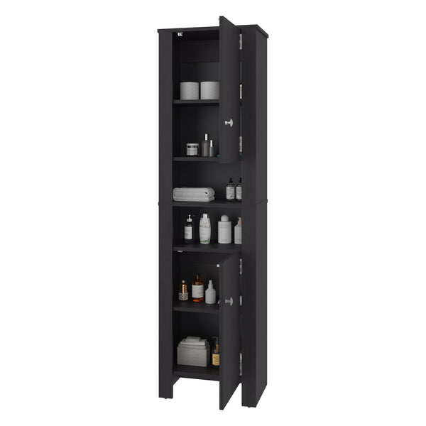 English Elm Bathroom Cabinet Tall 63.3" H Black Wengue, 2 Doors 6 Shelves, Eco-Friendly Engineered Wood Storage Elegance B097P395907