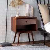 English Elm Walker Edison - Mid-Century Modern Single-Drawer Solid Wood Nightstand - Walnut