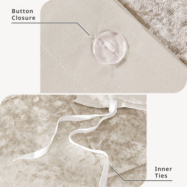 English Elm 3 Pcs Twin/Twin Xl Velvet Duvet Cover Set - Luxurious Champagne With Soft Microfiber & Pillow B035P319875