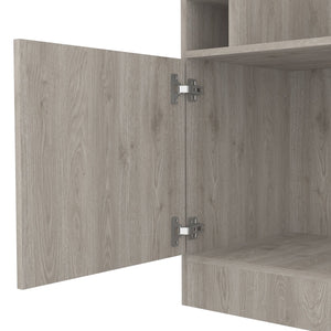 English Elm Syrah Corner Bar Cabinet with 8 Bottle Cubbies, Double Doors, Glass Rack and Display Nook Light Gray 46 L x 23 W x 7 H B200P242413