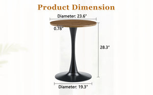 English Elm Round Faux Marble Tulip Dining Table Mid Century Pedestal Base for Compact Kitchens Walnut W2920P395713