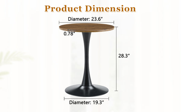 English Elm Round Faux Marble Tulip Dining Table Mid Century Pedestal Base for Compact Kitchens Walnut W2920P395713