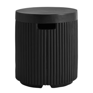 English Elm U_style Outdoor Mgo Propane Tank Cover Round Patio Side Table Fluted Stone Finish N711P410569B