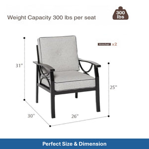 English Elm 4-piece Outdoor Steel Conversation Set Seats Five with Thick Foam Cushions Patio B082S00133