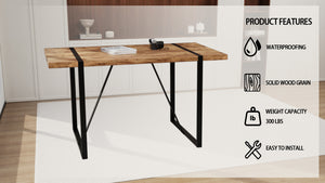 English Elm 55" Dark Wood Mdf Dining Table Set with Four Suede Chairs Matte Black Metal Base W2189S00937