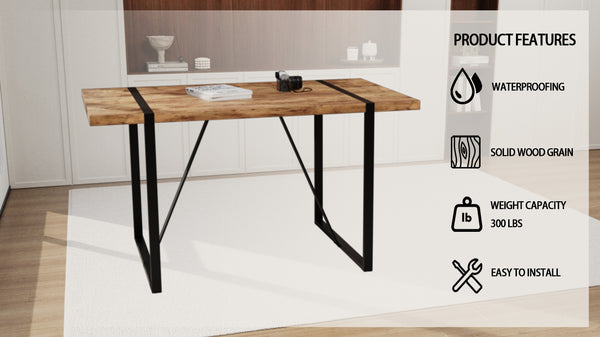 English Elm 55" Dark Wood Mdf Dining Table Set with Four Suede Chairs Matte Black Metal Base W2189S00937