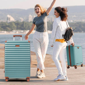 English Elm Luggage 5 Piece Abs Hardshell Travel Set with Usb Port Spinner Wheels and Tsa Lock Antique Blue Green N732P265290M