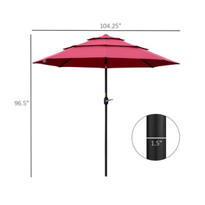 English Elm Outsunny 9Ft Stylish Outdoor Market Umbrella With Crank & Tilt, Elegant Wine Red, Perfect For Patios W2225P200446-GIGA